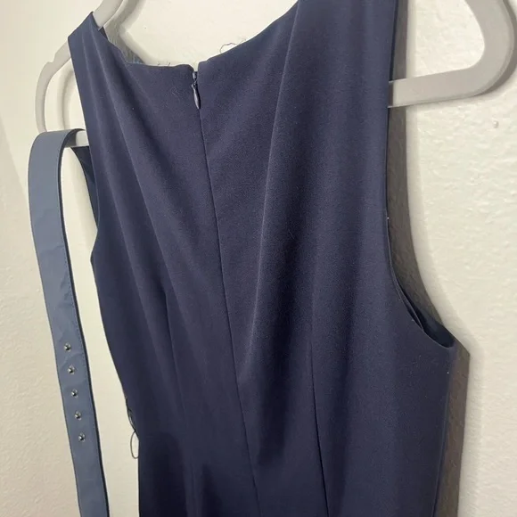 Calvin Klein Women’s Blue Sleeveless Sheath Midi Dress with Belt - Picture 6 of 7